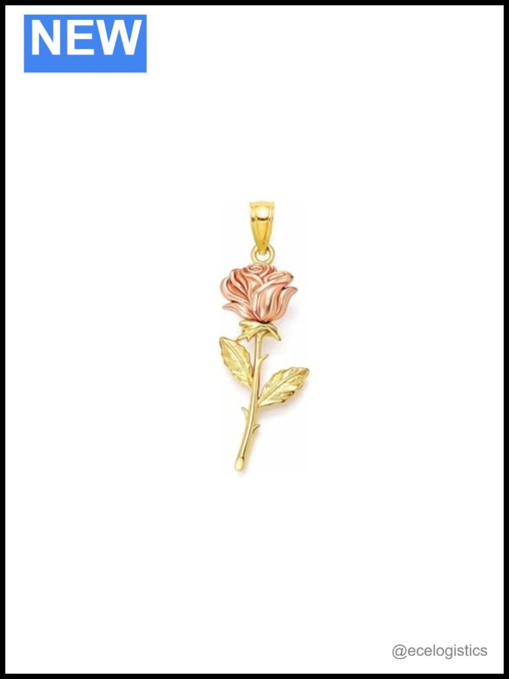 10 Karat Gold Rose Charm Pendant 25mm Solid Gold Flower Jewelry